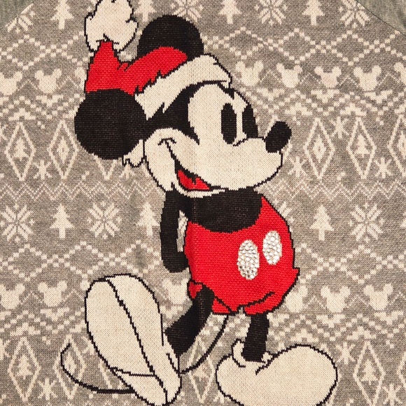 Disney MICKEY MOUSE Christmas sweater with rhinestone buttons!  So cute - Med - Picture 2 of 3